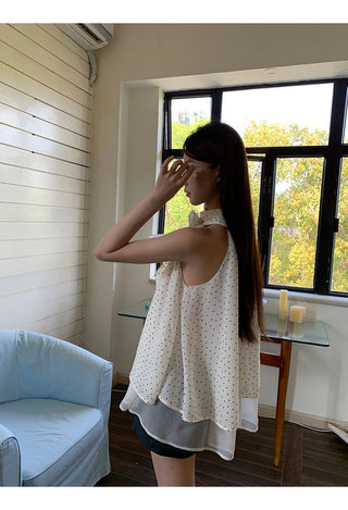 white polka camisole
