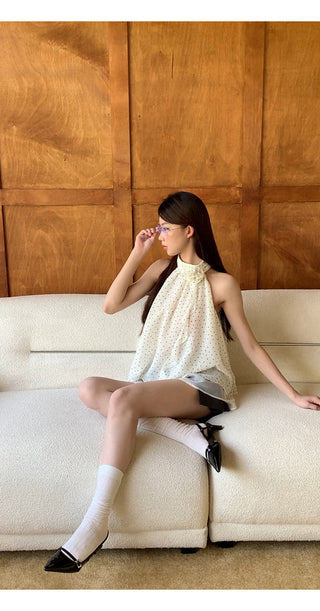white polka camisole
