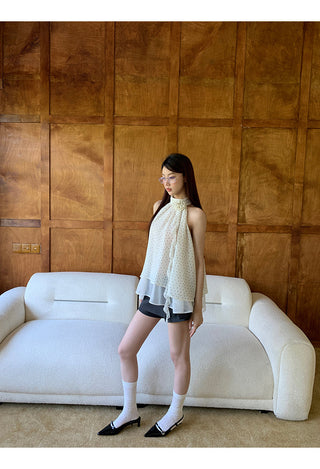 white polka camisole