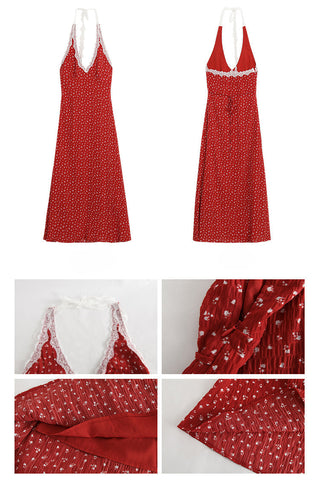 red floral dress
