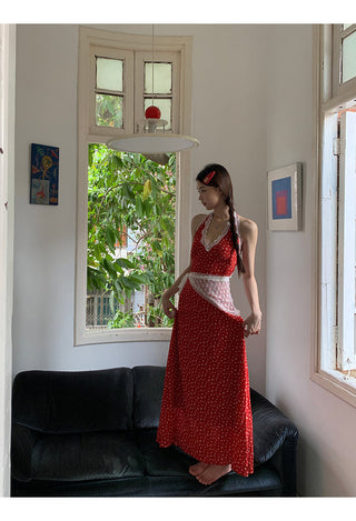 red floral dress