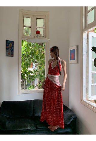 red floral dress