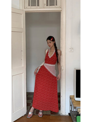 red floral dress