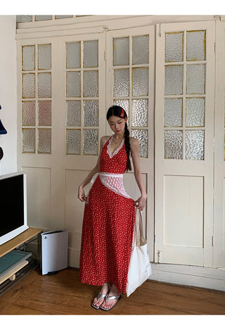 red floral dress
