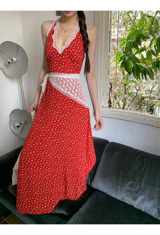 red floral dress