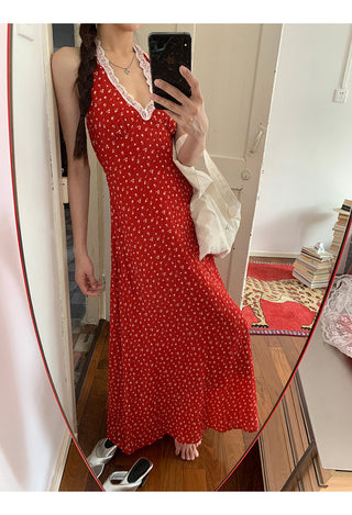 red floral dress
