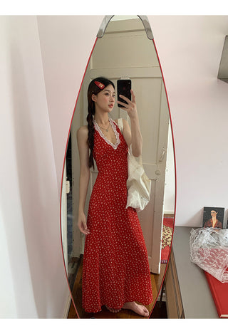 red floral dress