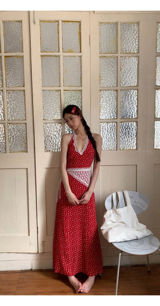 red floral dress