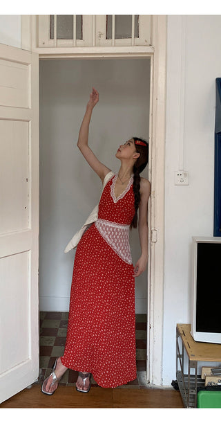red floral dress