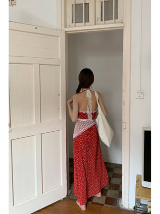 red floral dress