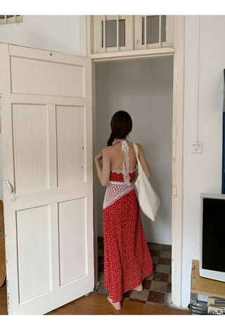 red floral dress