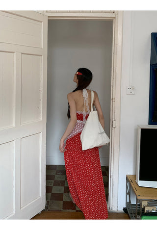 red floral dress