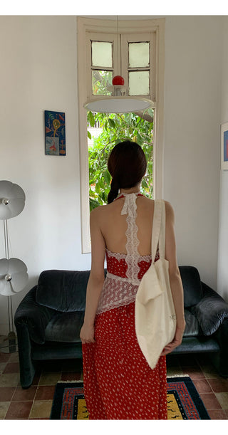 red floral dress
