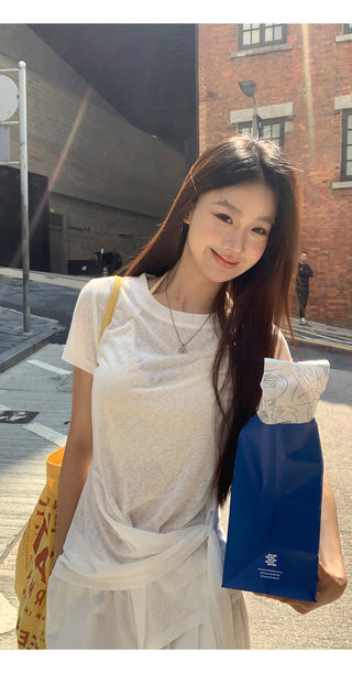 white niche waist top