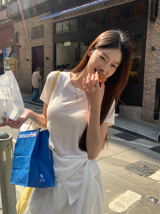 white niche waist top