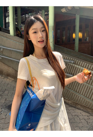 white niche waist top