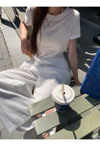 white niche waist top