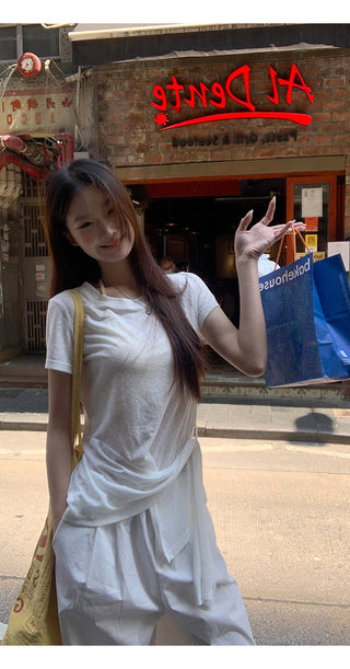 white niche waist top
