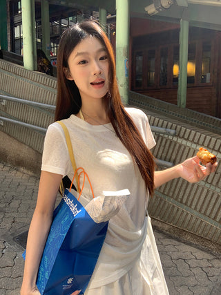 white niche waist top