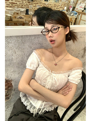 white off-shoulder shirt
