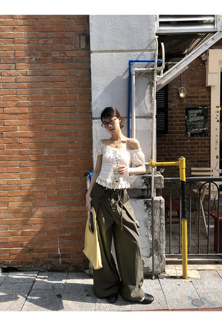 white off-shoulder shirt