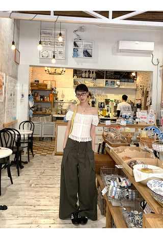 white off-shoulder shirt