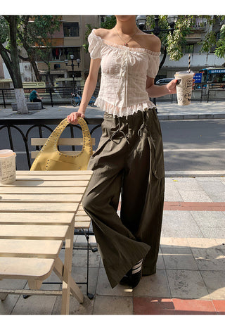 white off-shoulder shirt