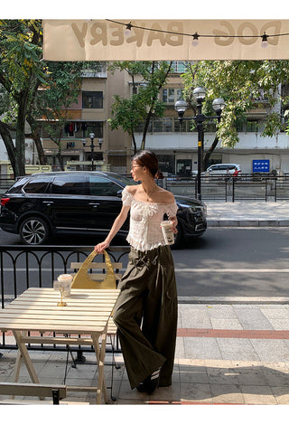 white off-shoulder shirt