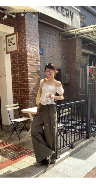 white off-shoulder shirt