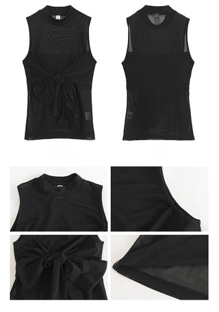 black sleeveless vest