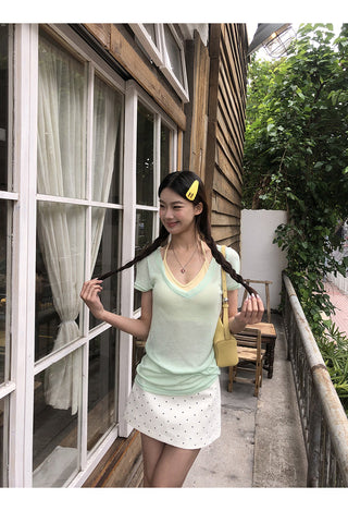 polka-dot high skirt