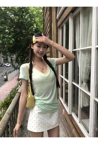 polka-dot high skirt