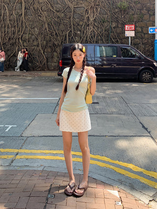 polka-dot high skirt