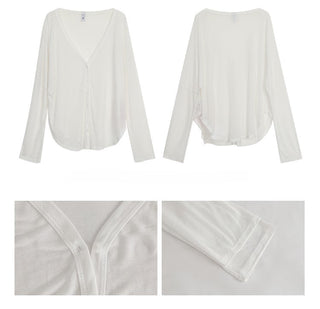 white knit cardigan