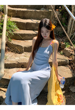 blue slim dress