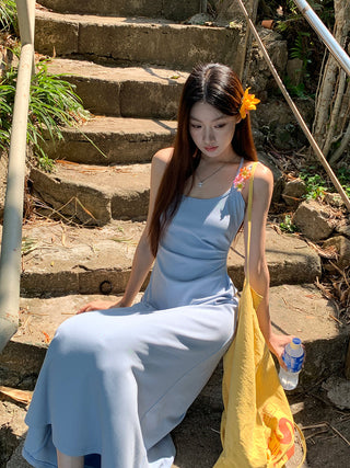 blue slim dress