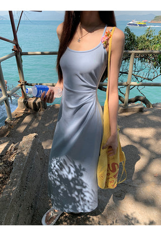 blue slim dress