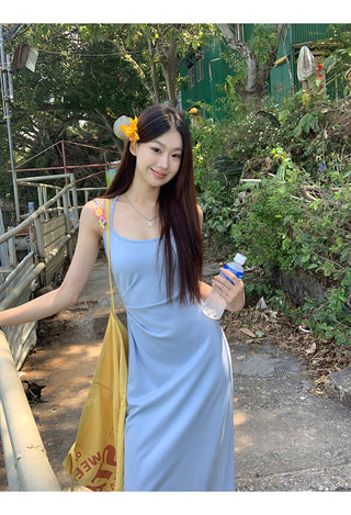blue slim dress