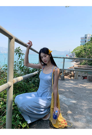 blue slim dress
