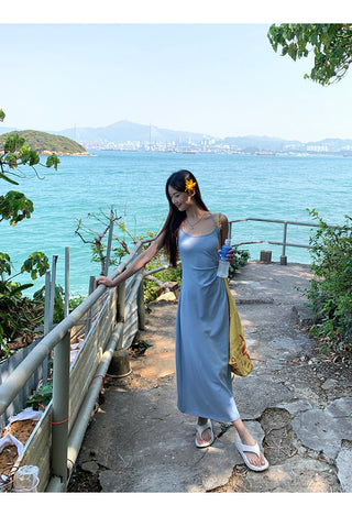 blue slim dress