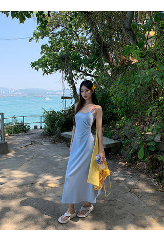blue slim dress