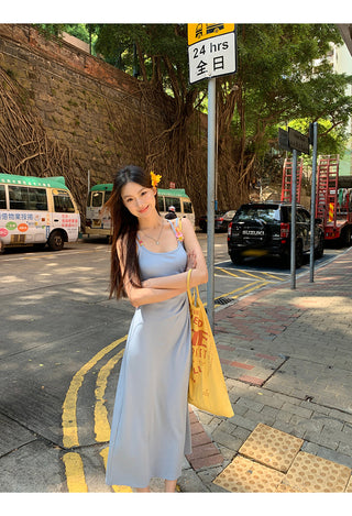 blue slim dress