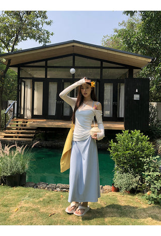 blue slim dress