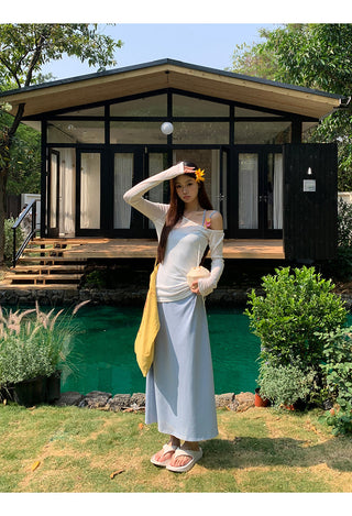 blue slim dress
