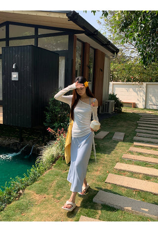 blue slim dress