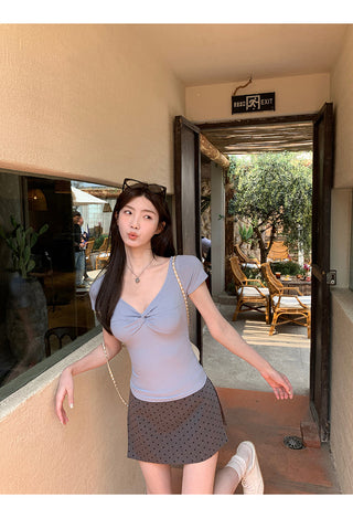 polka-dot sheath skirt