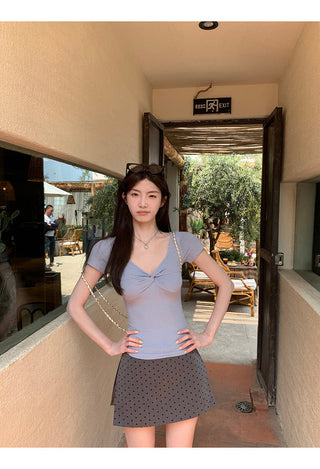 polka-dot sheath skirt