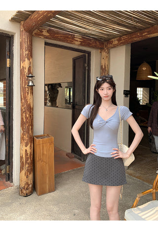 polka-dot sheath skirt