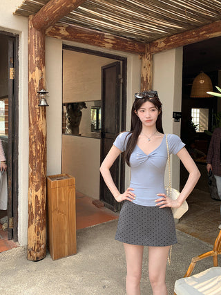 polka-dot sheath skirt