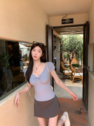 polka-dot sheath skirt